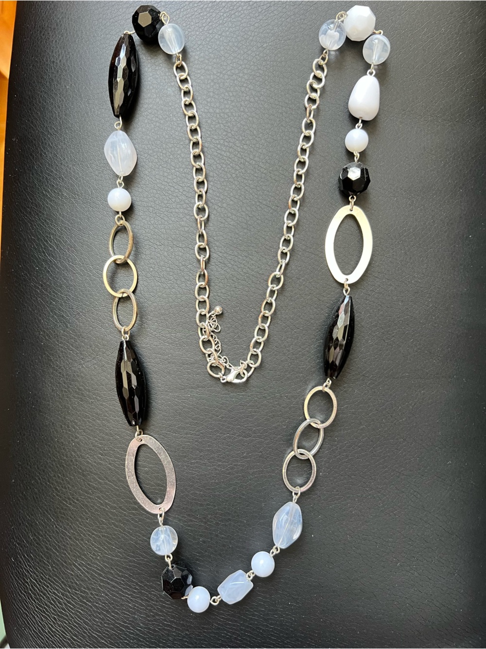 Women's Black and Light Blue Beaded Statement Necklace
